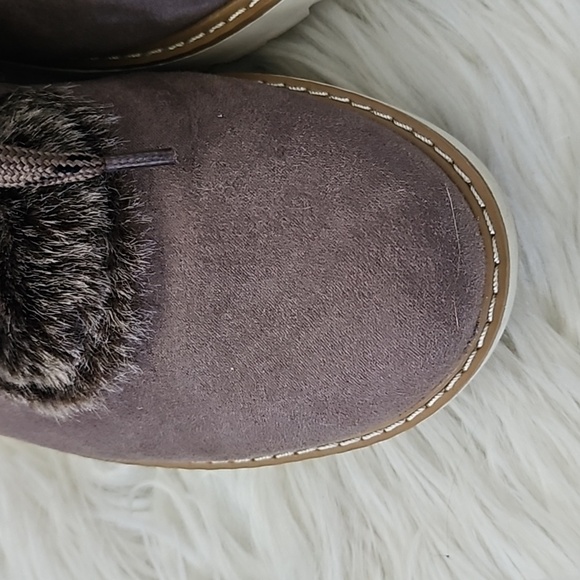 a.n.a Andes Brown Faux fur and Faux Suede Lace Up Rounded Toe Boots - Picture 5 of 14